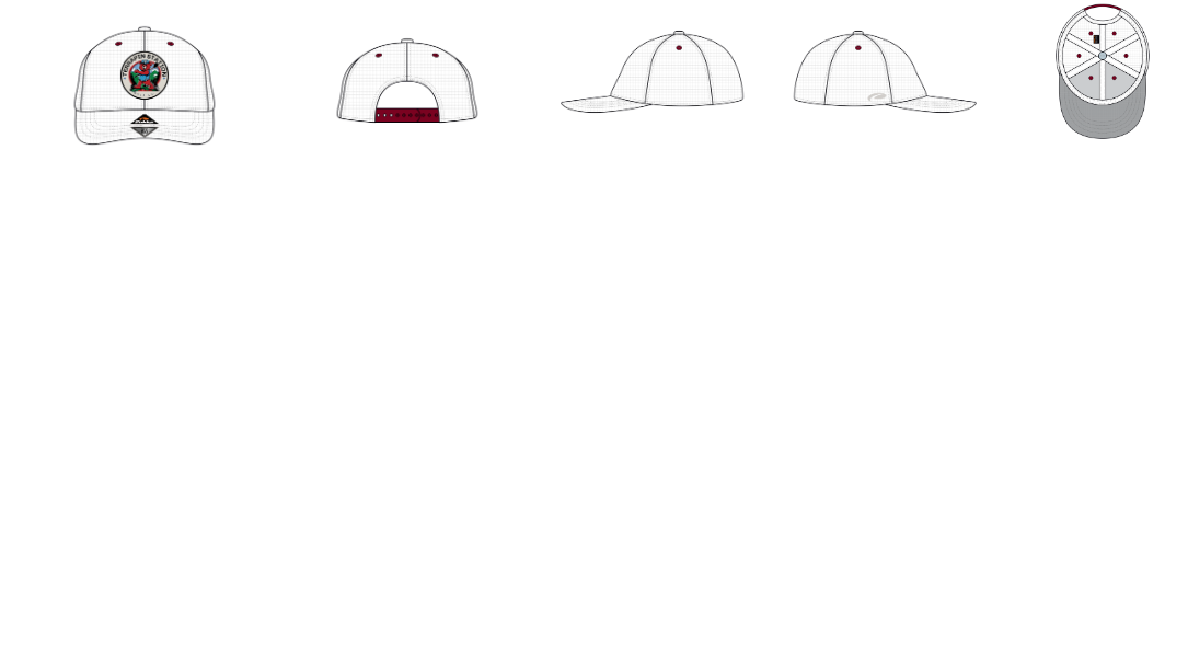 Patch Logo Snapback Hat - White & Crimson Eyelets Visor