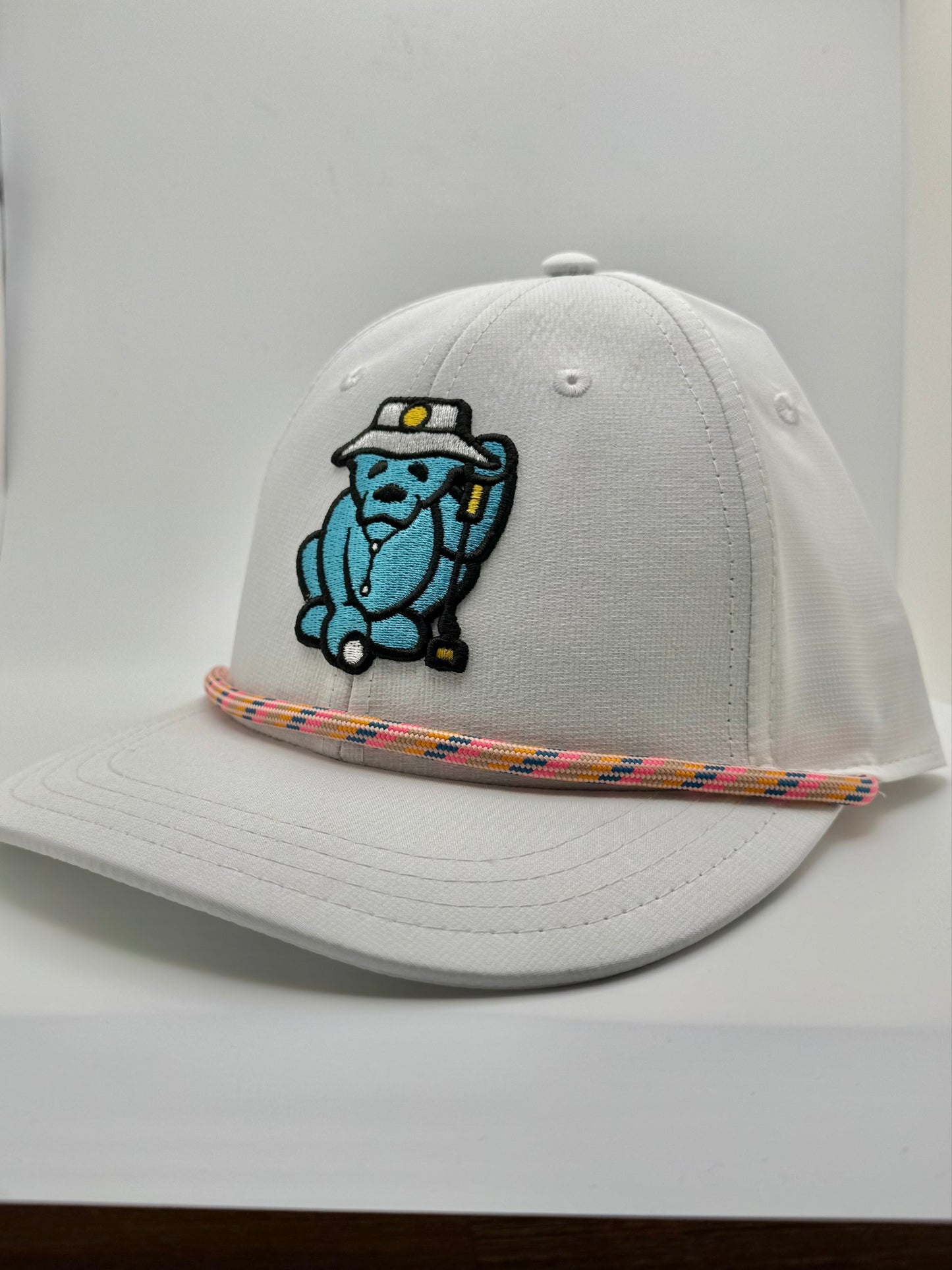 All White Icy Bear Logo Rope Snapback