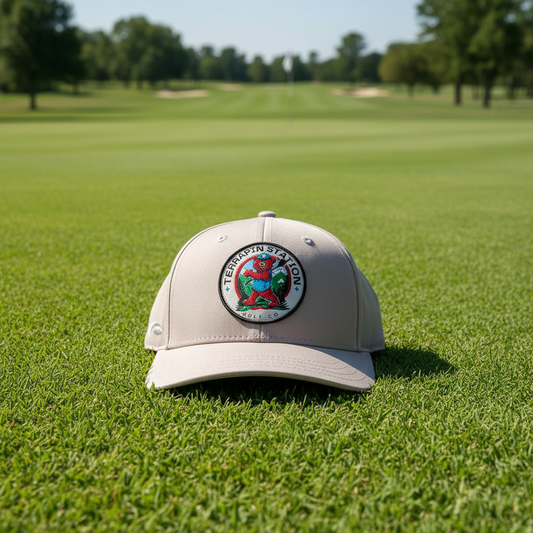 Patch Logo Snapback Hat - Gray & Crimson Eyelets Visor