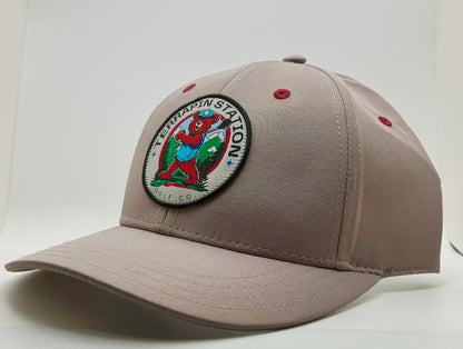 Patch Logo Snapback Hat - Gray & Crimson Eyelets Visor