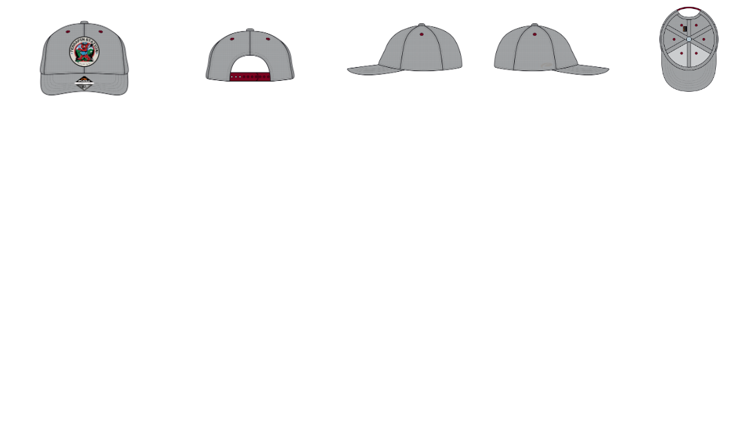 Patch Logo Snapback Hat - Gray & Crimson Eyelets Visor